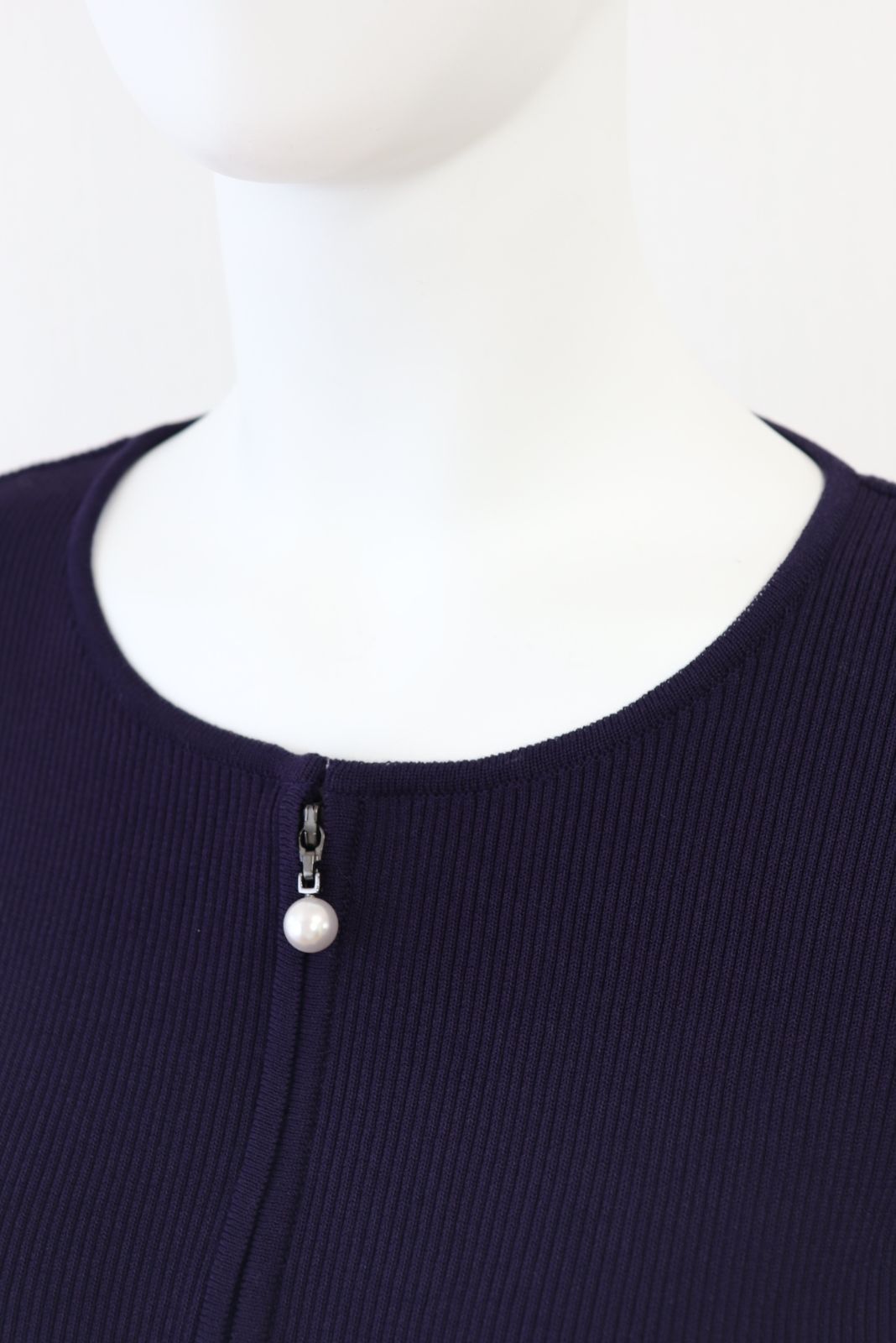 Rene☆ルネ リブニットジップアップカーディガン 6832330 紫/パープル  