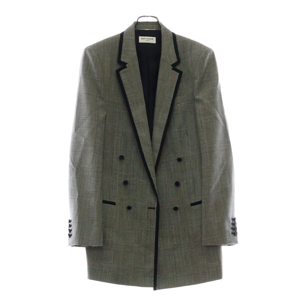 最終価格美品SAINT LAURENT テーラードジャケット グレー系チェック