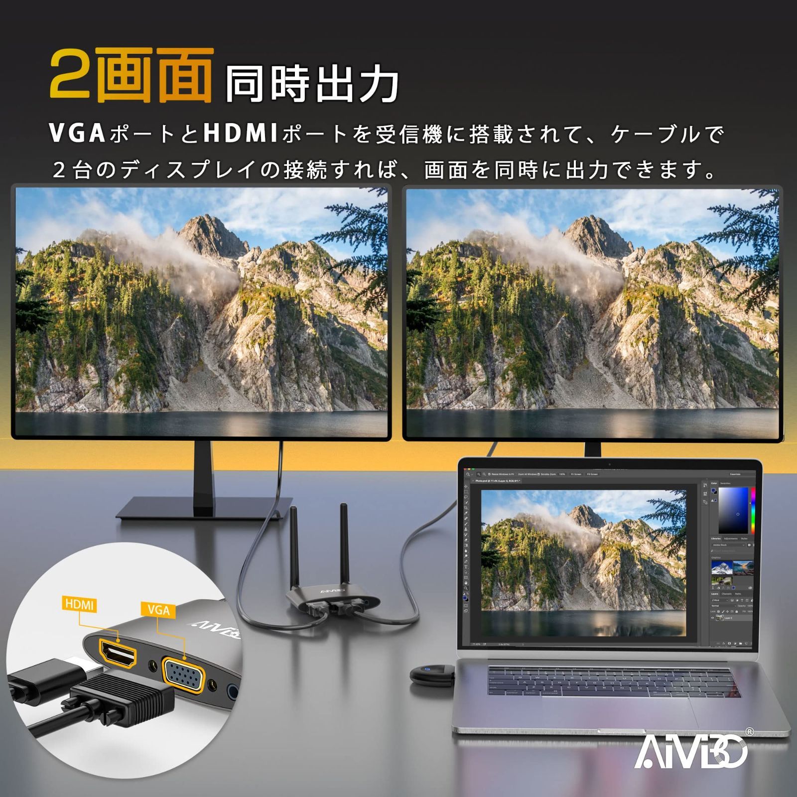 新品 [AIMIBO新型USB-C出力追加] ワイヤレスhdmi 送受信機