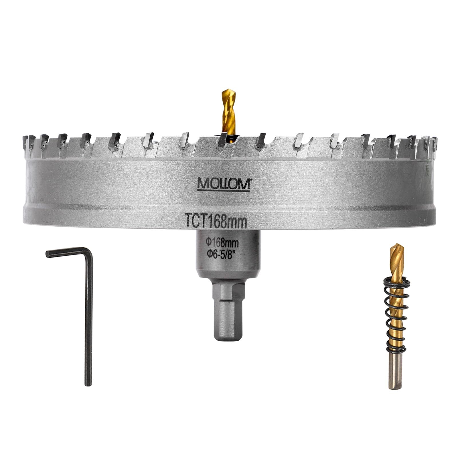 Mollom TCT 超硬ホールソーキット 硬質金属用 16-45mm 5個 炭化タングステンチップ穴カッター パイロットドリルビット付き 高耐久 ステンレススチール 鉄 アルミ