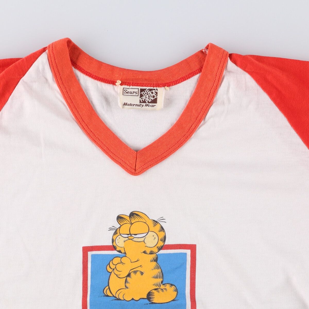 古着 70年代 シアーズ Sears MATERNITY WEAR GARFIELD ガーフィールド Vネック 七分袖 ラグランTシャツ レディースM相当 ヴィンテージ /eaa538302 古着 70年代 シアーズ Sears MATERNITY WEAR GARFIELD
