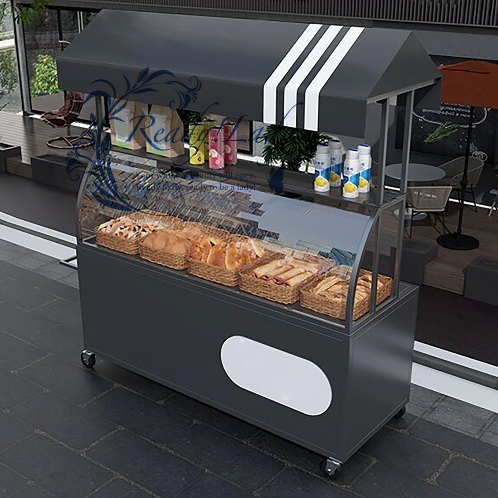 移動販売ブース 軽量 フードカート 屋外販売スタンド 大容量収納 出店 イベントブース 露店販売 実演販売 販促ブース 祭り Black