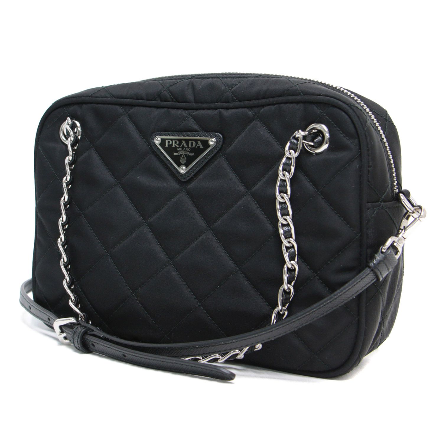 美品 PRADA プラダ ハンドバッグ ショルダー カバン 鞄 チェーン 三角 