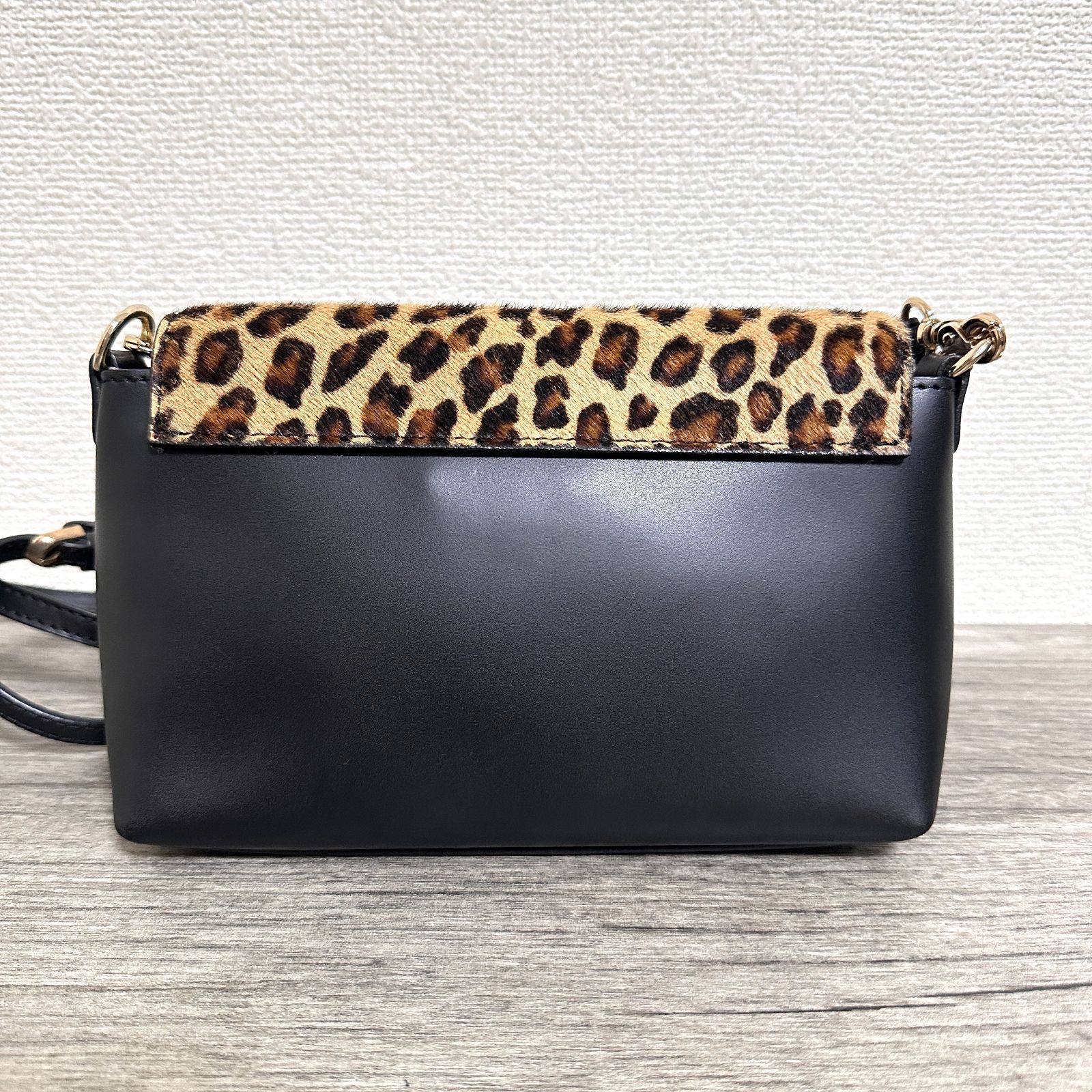 ANAYI レオパード柄ハラコ×レザー 牛革 2way ミニショルダーバッグ