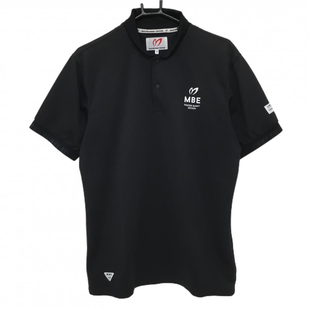 【美品】マスターバニー 半袖ポロシャツ 黒 スナップボタン 胸・背面サイドロゴプリント  メンズ 6(XL) ゴルフウェア MASTER BUNNY EDITION
