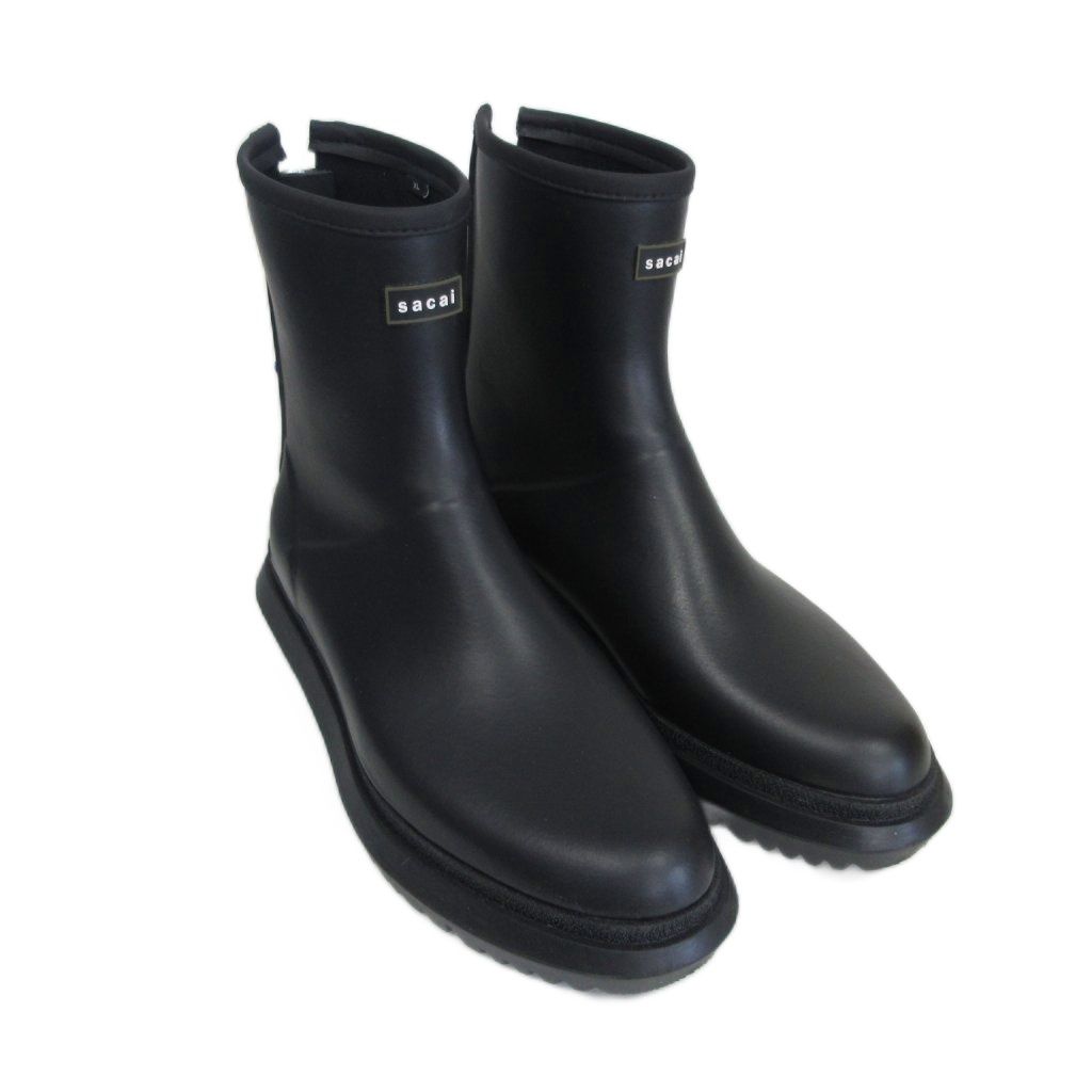 サカイ sacai 25AW Rubber Boots ラバーブーツ バックジップ 防水 オールブラック XL 42-43