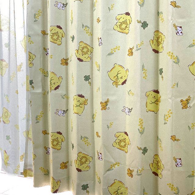 ポムポムプリン 2級 遮光 遮熱 カーテン 幅100×200cm丈 2枚セット