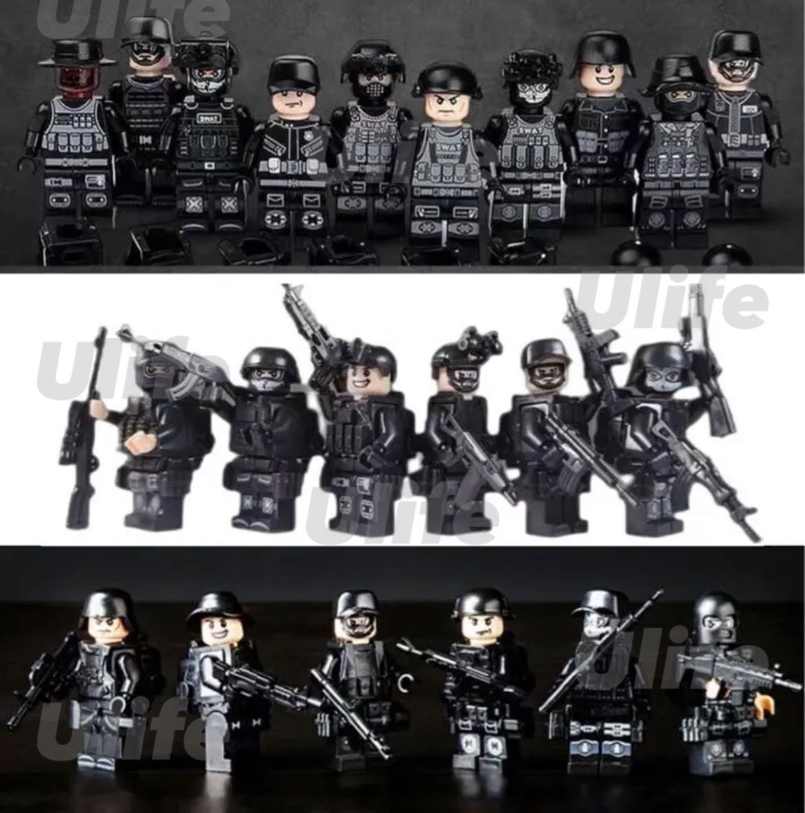 LEGOレゴ互換ブロックミリタリー 米軍SWAT武器庫＆武器特殊部隊10体セット-