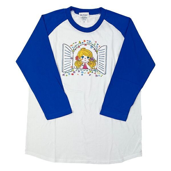 水森亜土 マド ラグランスリーブTシャツ(M) ブルー 亜土ちゃん アパレル 4,805円