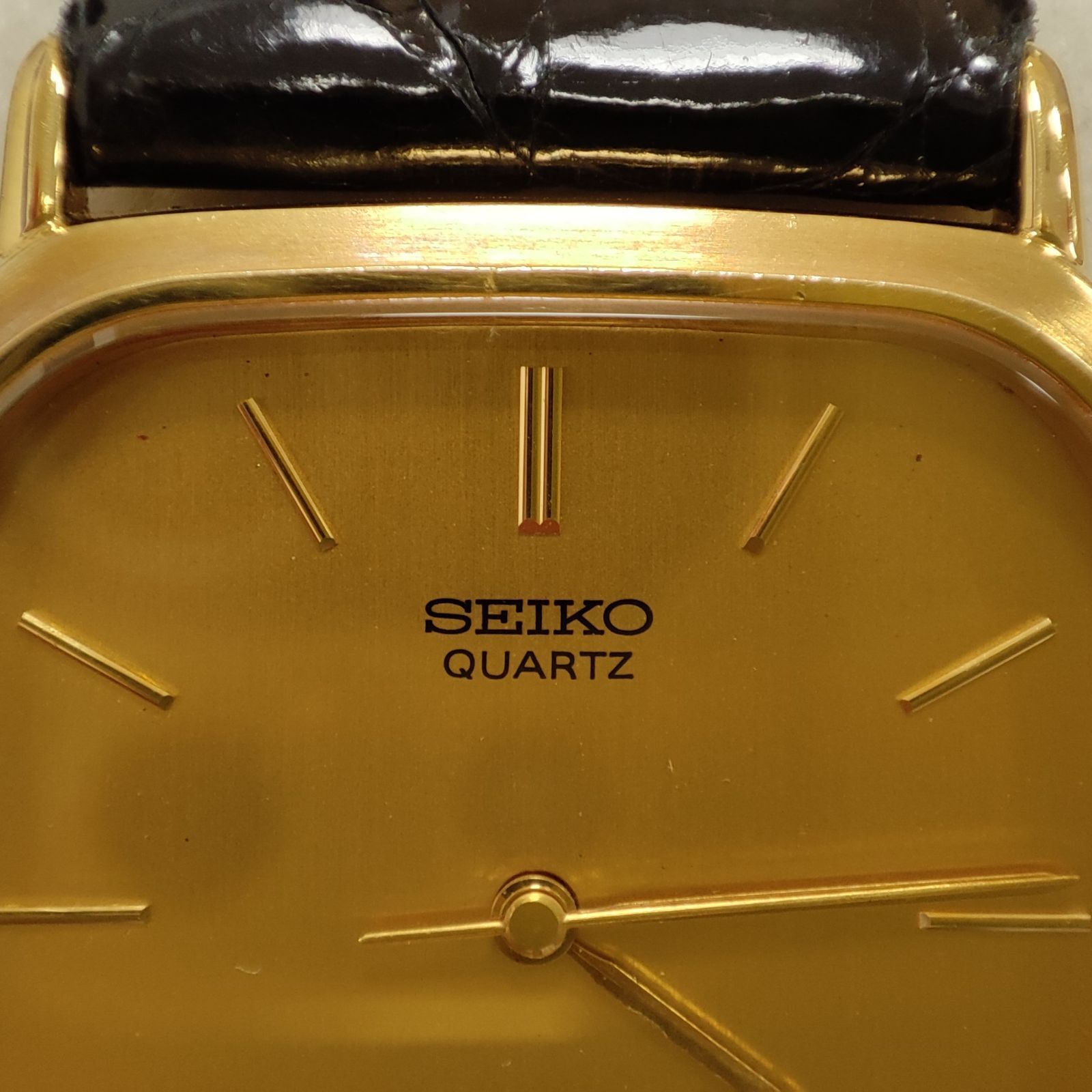 美品 SEIKO セイコー Dolce ドルチェ 三針 スクエア 14Kケース 7731-5170 稼働品 電池交換済 金文字盤 メンズ腕時計 K14  14金 ゴールド金