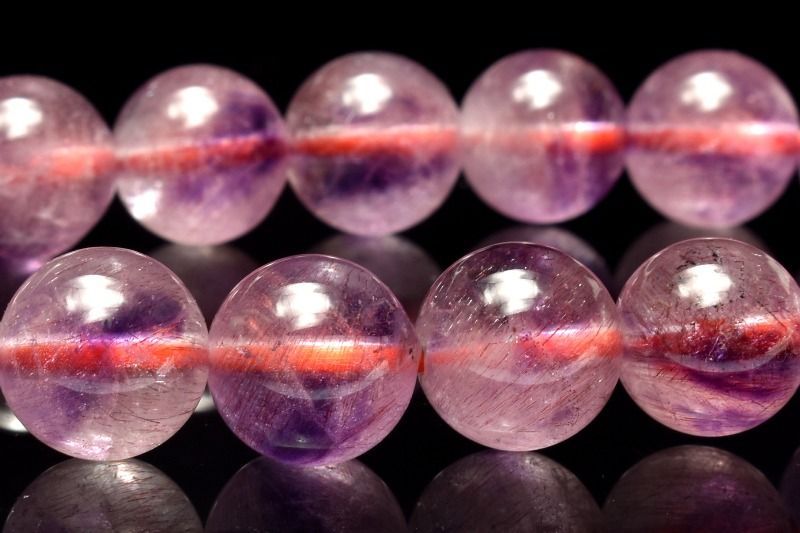 １点物 高品質 華やか ピンクスーパーセブンアメジスト 8.5mm ブレスレット パワーストーン 天然石 _MA8372