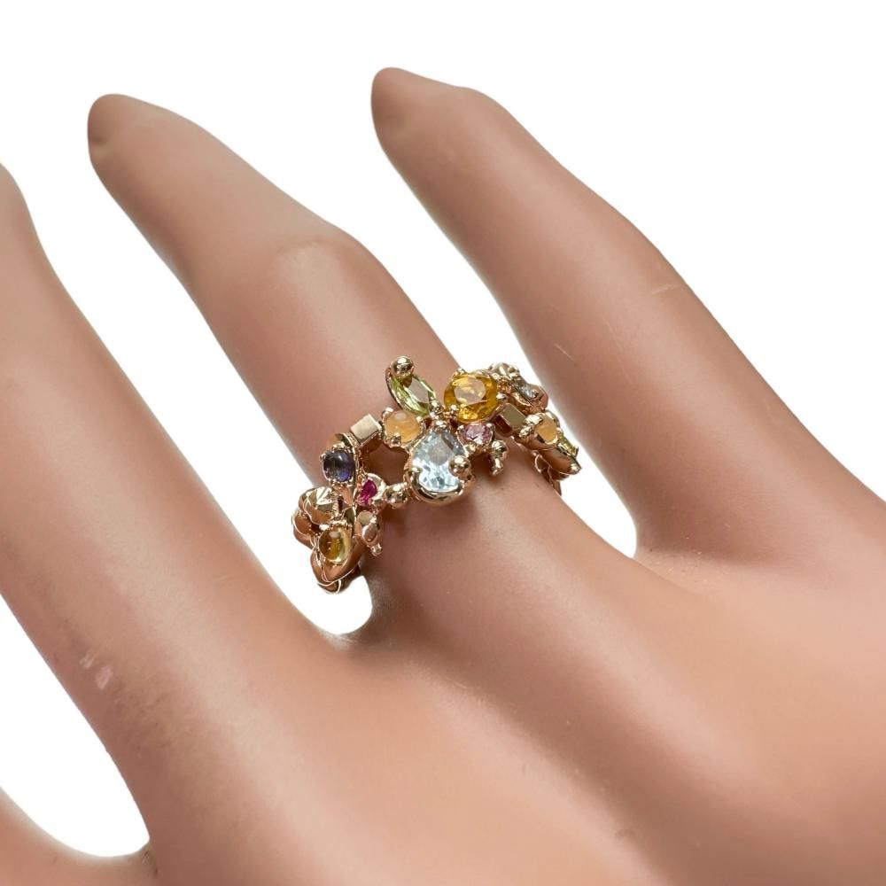 ジュエリーツツミ K10PG マルチストーンリング JEWELRY TSUTSUMI k10