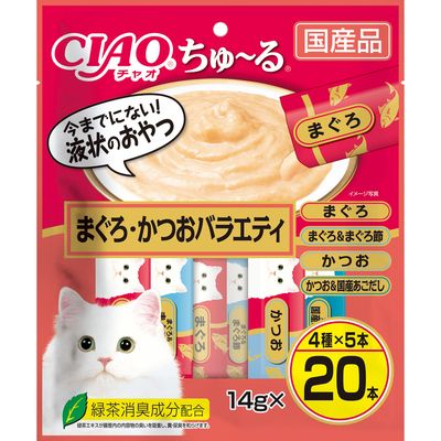 【同梱】【4個セット】CIAOちゅ～るまぐろ・かつおバラエティ14g×20本