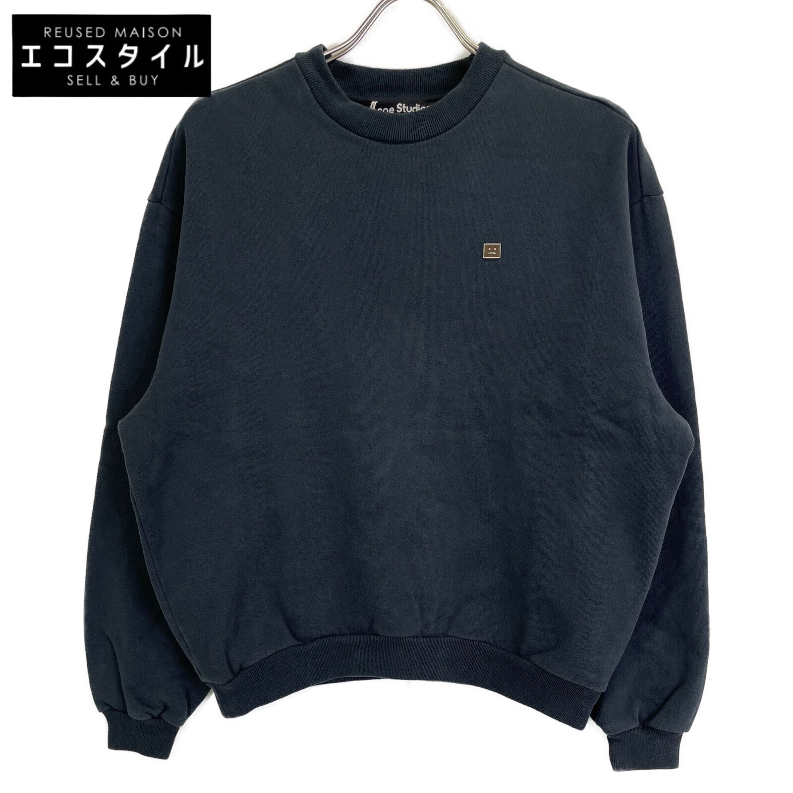 ACNE STUDIOS アクネ ストゥディオズ FA-UX-SWEA000184 ﾌﾞﾗｯｸ ﾌｪｲｽﾊﾟｯﾁ ﾚｷﾞｭﾗｰﾌｨｯﾄ ｸﾙｰﾈｯｸ ｽｳｪｯﾄ XXS