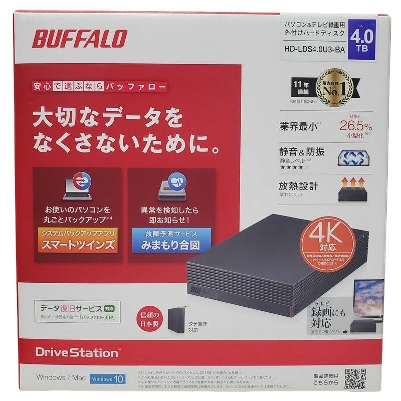 BUFFALO バッファロー 外付け HDD 4TB HD-LDS4.0U3-BA ハードディスク  