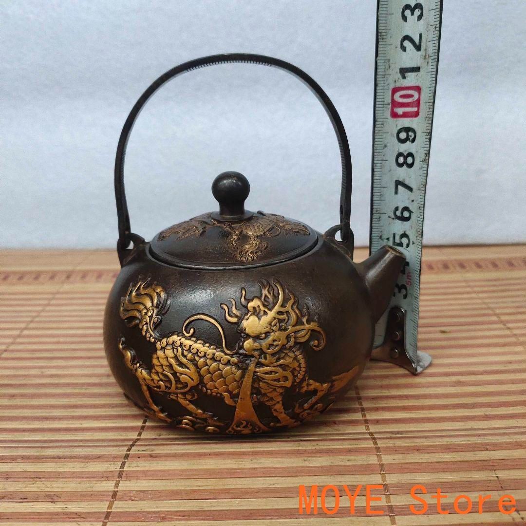 銅 細工 茶道具  浮彫り  福禄茶壺  提梁銅壺 水徳利 工芸品 美術品 置物 銅 細工 茶道具 浮彫り 福禄茶壺 提梁銅壺 水徳利 工芸品 美術品