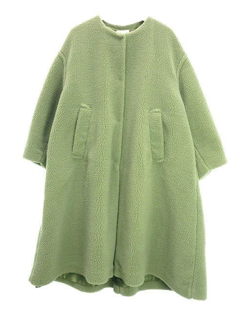 クラネ CLANE フレアファーコート 1 グリーン系 ボア ロング アウター 上着
