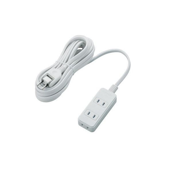 (まとめ) エレコム ほこりシャッター付き電源タップ 2P・3個口 ホワイト 5.0m T-ST02-22350WH 1個 