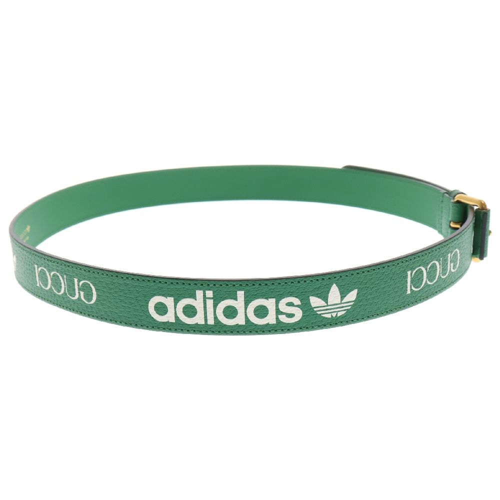 GUCCI (グッチ) ×adidas アディダス ロゴプリントレザーベルト