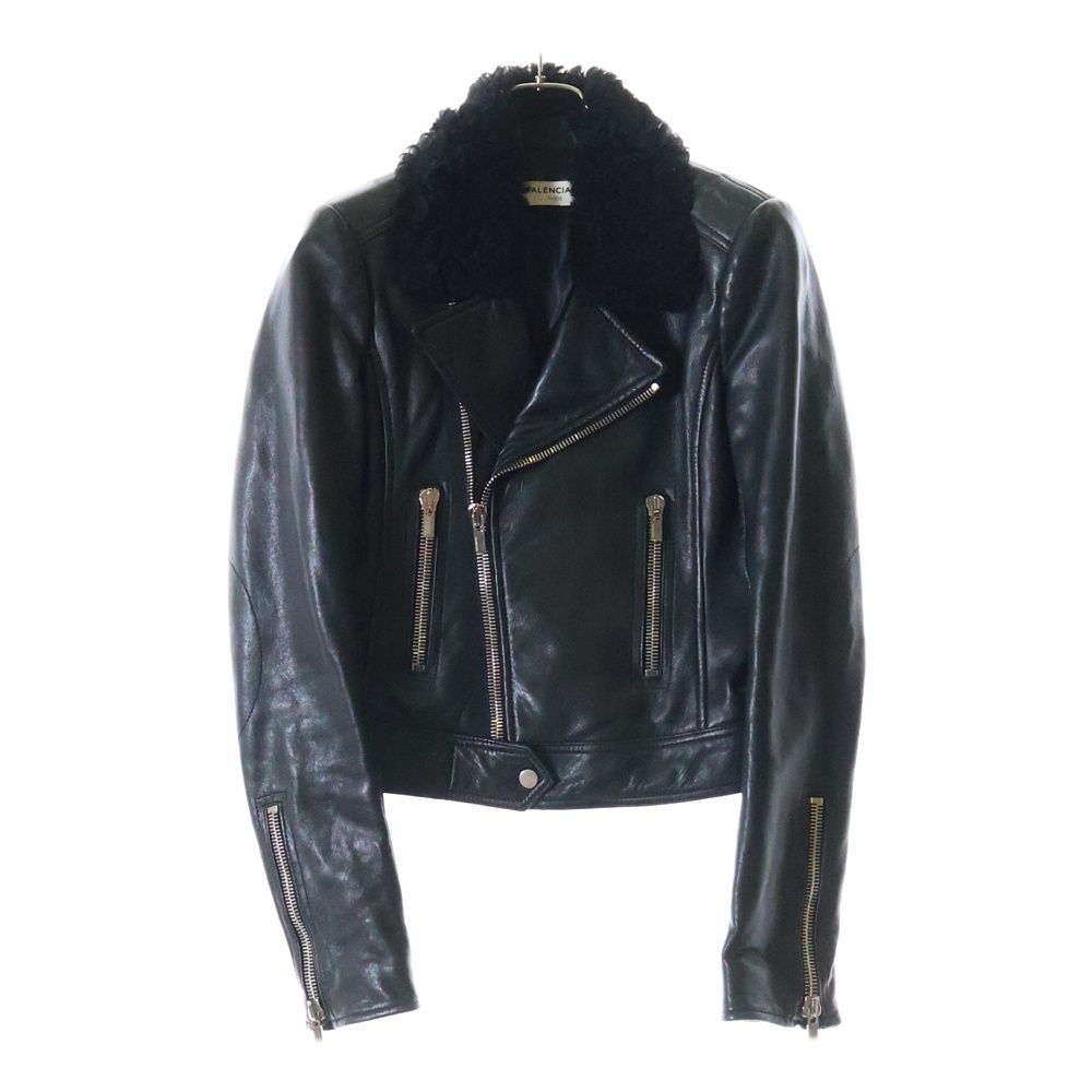 希少 バレンシアガ ラムレザー ダブルライダース ジャケット Sサイズ ブラック BALENCIAGA (バレンシアガ) 16AW ラムレザー ダブルライダース