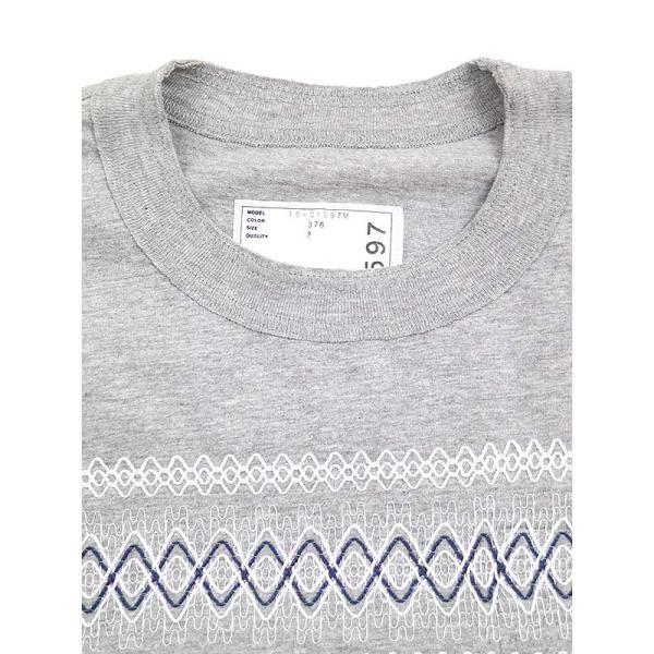 sacai サカイ 18ss 刺繍カットソー sacaiサカイ18SS刺繍デザインTシャツグレーサイズ:2メンズ