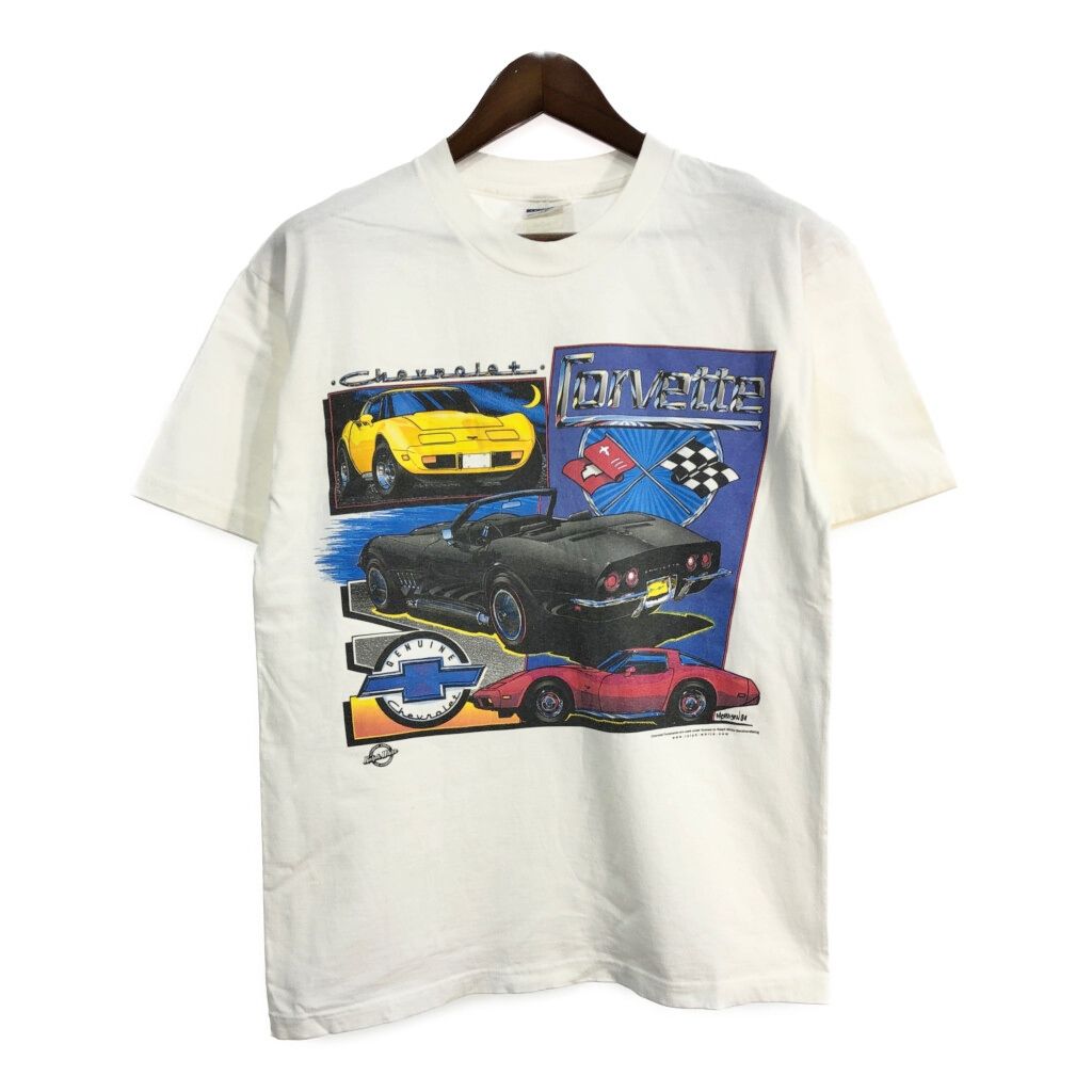 00年代 USA製 CHEVROLET シボレー 半袖Ｔシャツ ホワイト(メンズ M)中古 古着 T8415