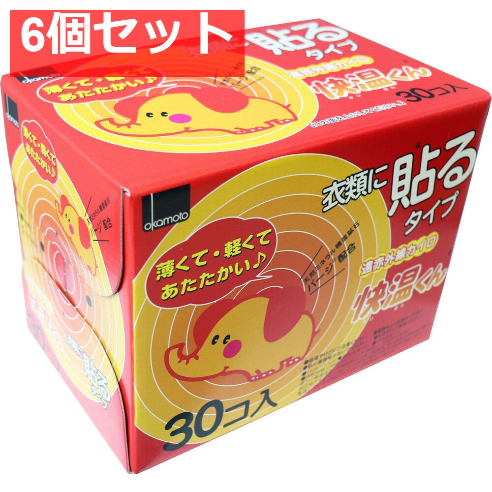 6個セット 衣類に貼るタイプ 遠赤外線カイロ 快温くん レギュラー 30個入