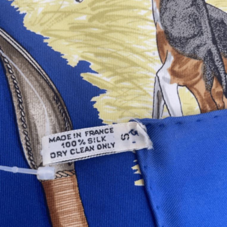 HERMES エルメス カレ90 LE LAISSER COURRE 猟犬 ブルー シルク