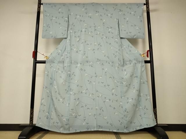 平和屋着物 夏物 小紋 絽 枝葉文 洗える着物 AABB2578jd