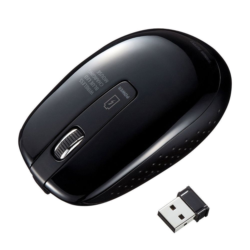 サンワサプライ 充電式ワイヤレスブルーLEDマウス ブラック MA-WBL118BK （1点）