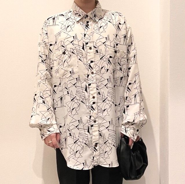 6 ROKU BEAUTY＆YOUTH ロク ビューティーアンドユース 日本製 LINE PRINT SHIRT オリジナルプリントシャツ 8611-299-0080 オフホワイト 6 ROKU BEAUTY&YOUTH UNITED ARROWS ロク ビューティーアンド