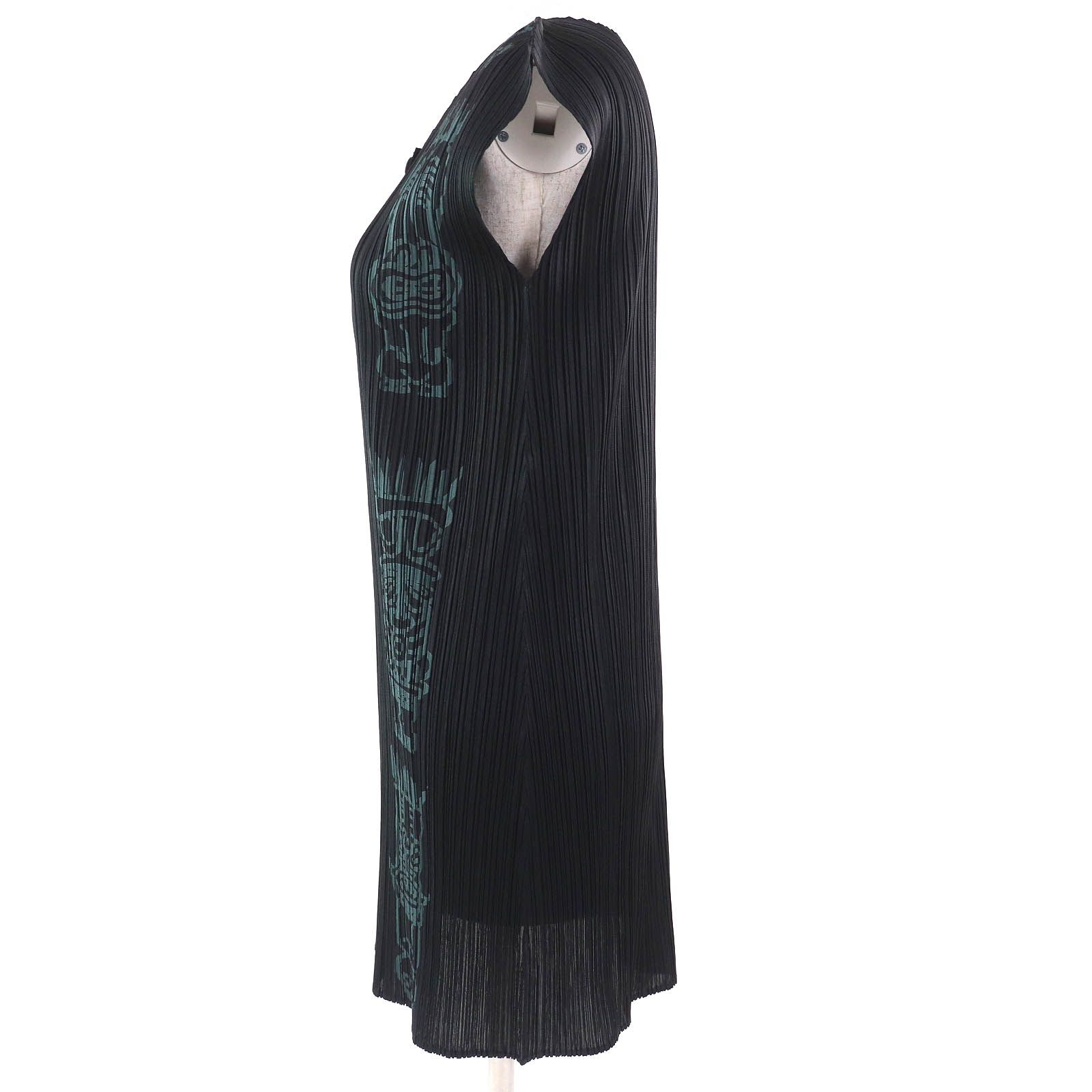 極美品△PLEATS PLEASE プリーツプリーズ イッセイミヤケ PP91-JK785 トーテムポール フレンチスリーブ ワンピース ブラック 3 正規品 極美品△PLEATS PLEASE プリーツプリーズ イッセイミヤケ PP91-JK785