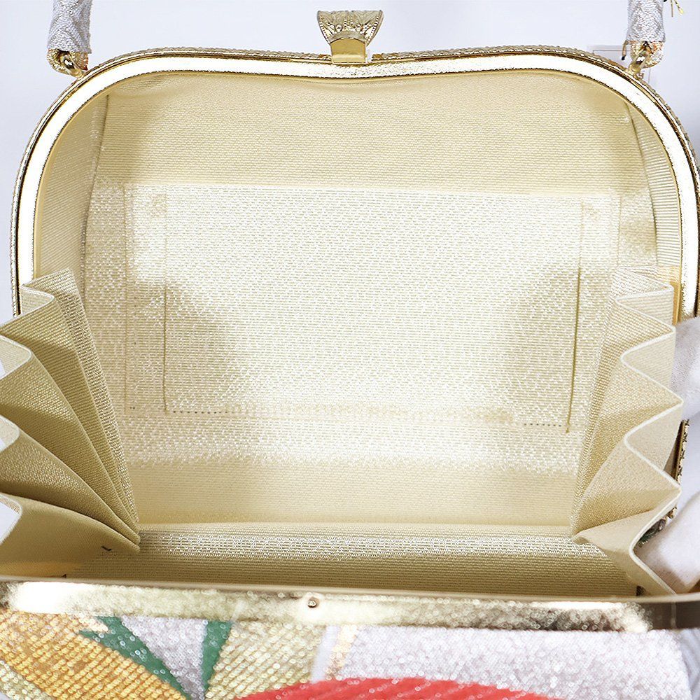 紗織 振袖用 草履 バッグセット 正絹 金 銀 剣片喰 M寸 S7792 新品 