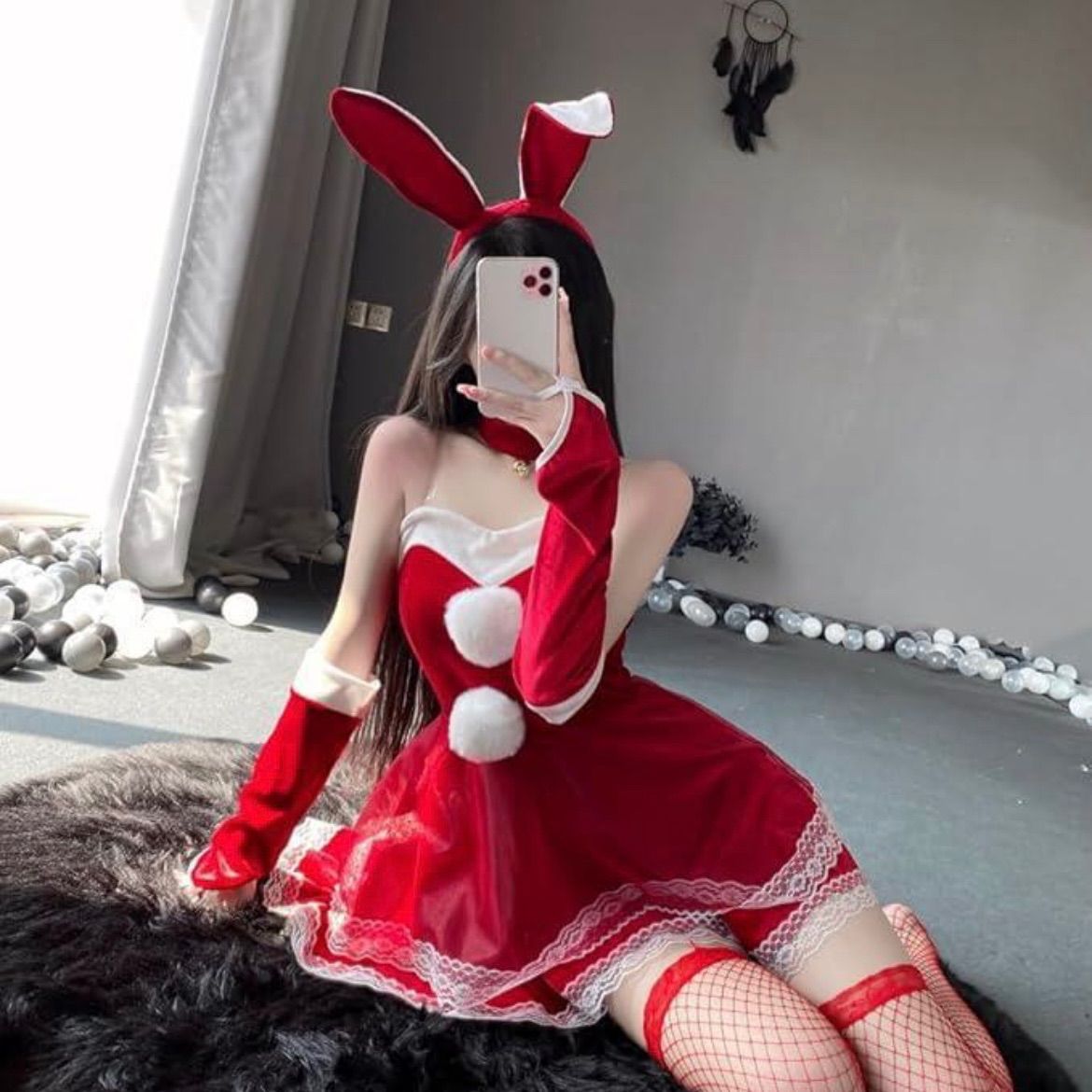 新品未使用】クリスマス☆サンタ☆バニー☆コスプレ☆ベロア☆うさぎ 