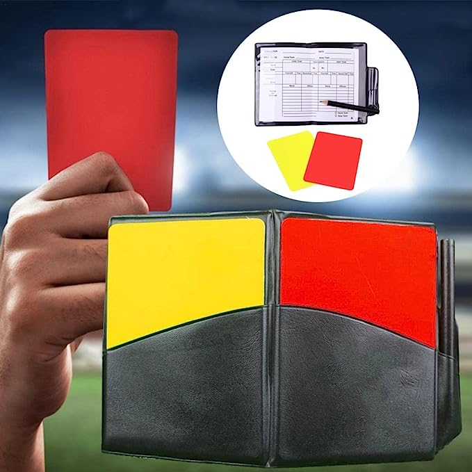 RICISUNG サッカー 審判カード 審判用品 警告カード サッカーカード イェローカード 赤と黄色のカード レコード紙 ５枚 鉛筆１本 審判用品 