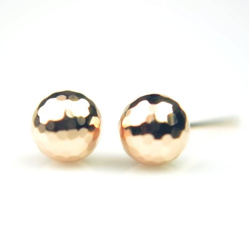 18金ピアス ミラーボールピアス 5mm ピンクゴールド 1ペア両耳販売 ミラーボール ミラーカット シンプル 小ぶり ニッケルフリー yokomountain