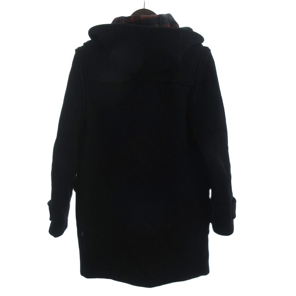 グローバーオール Gloverall ダッフルコート ジップアップ トグル ウール 裏地チェック 黒 ブラック
