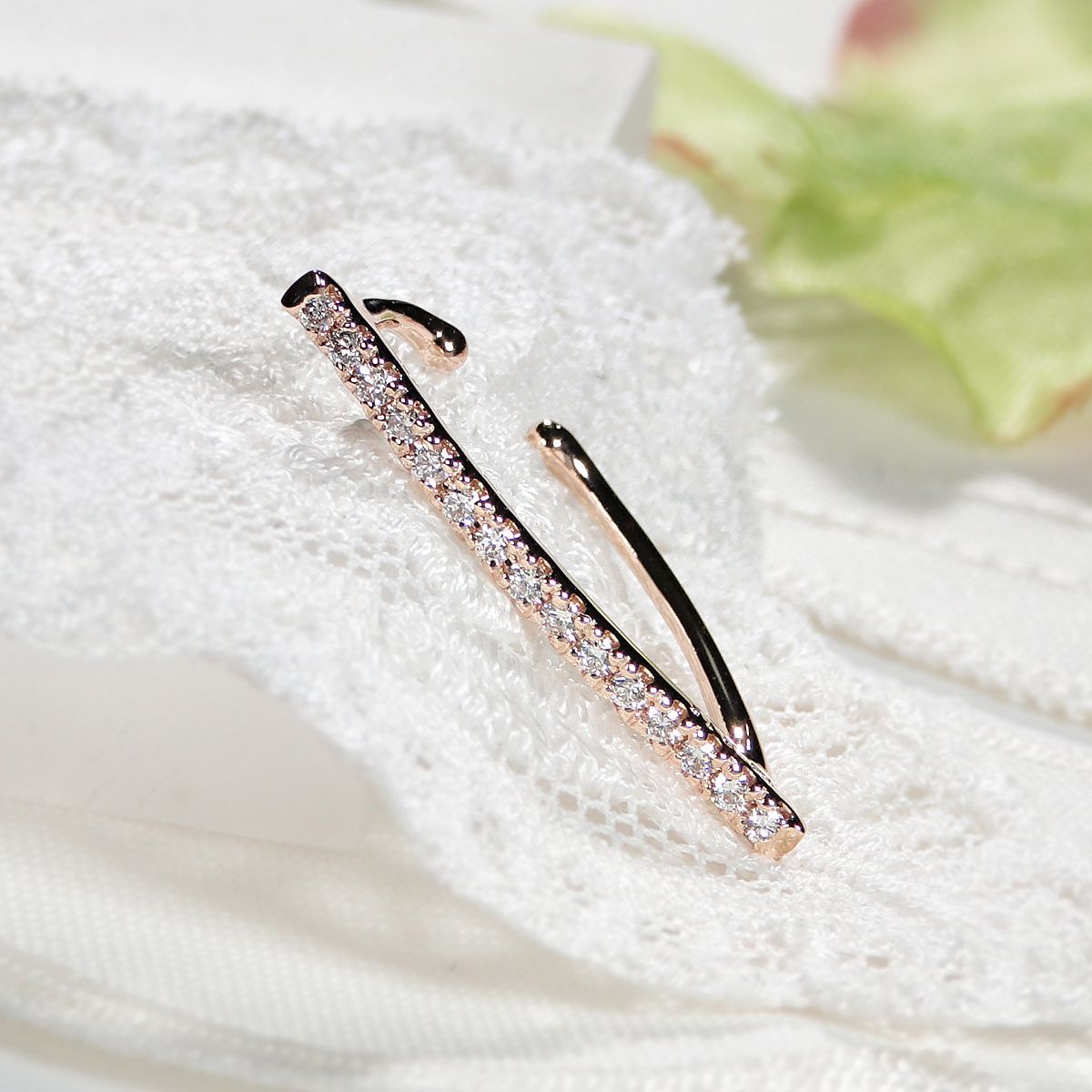 K10PG 0.15ct ダイヤモンド イヤーカフ【片耳用】 軟骨ピアス