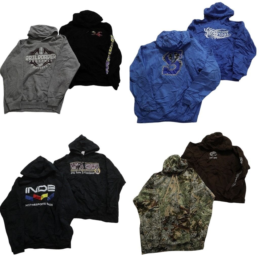 古着卸 まとめ売り カラー パーカー スウェット 8枚セット (メンズ S /M ) ブラック グレー リアルツリーカモ 迷彩 フーディー MX2450