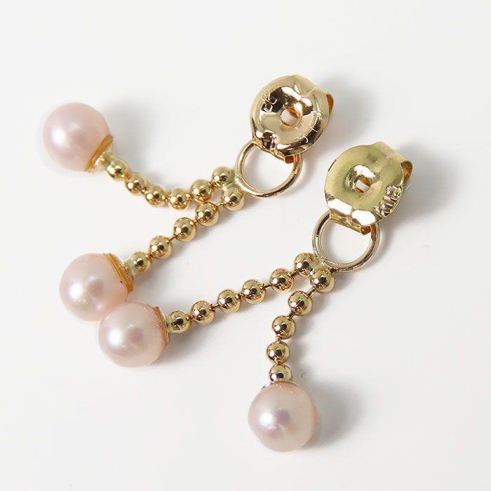 クレージュ　K18両耳用ピアス　フラワー クレージュ】K18 両耳用 ピアス フラワー 花 パール付き 可愛い 揺れる