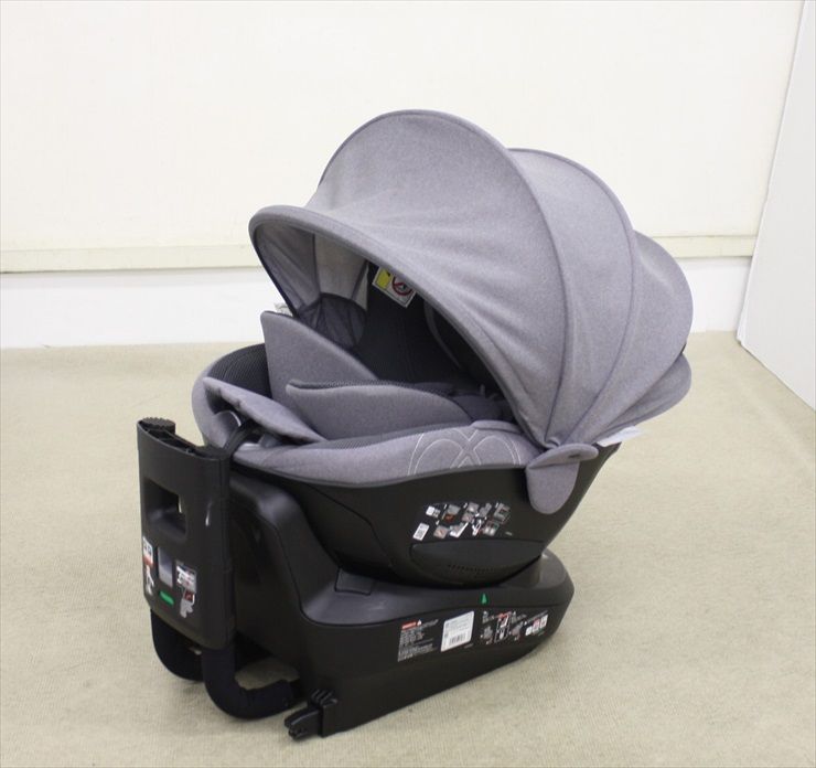 美品 エールベベ クルット4i グランス メッシュグレー BF880 2019年 日本製 ISOFIX専用 新生児OK 360ターン カーメイト クリーニング済み A3529802