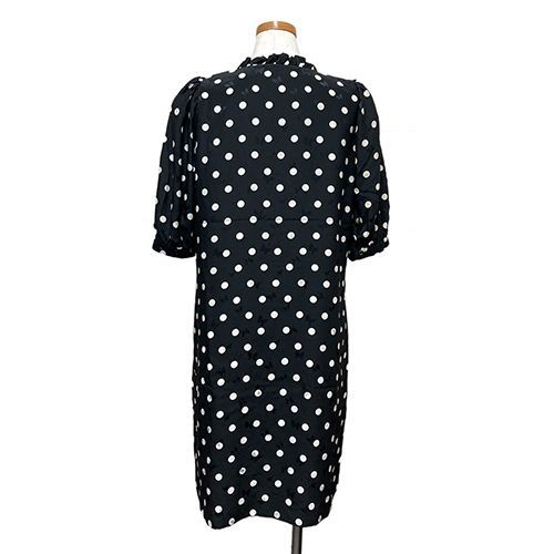 ハナエモリ ワンピース 水玉 黒 サイズ9A3 蝶 リボン 森英恵  