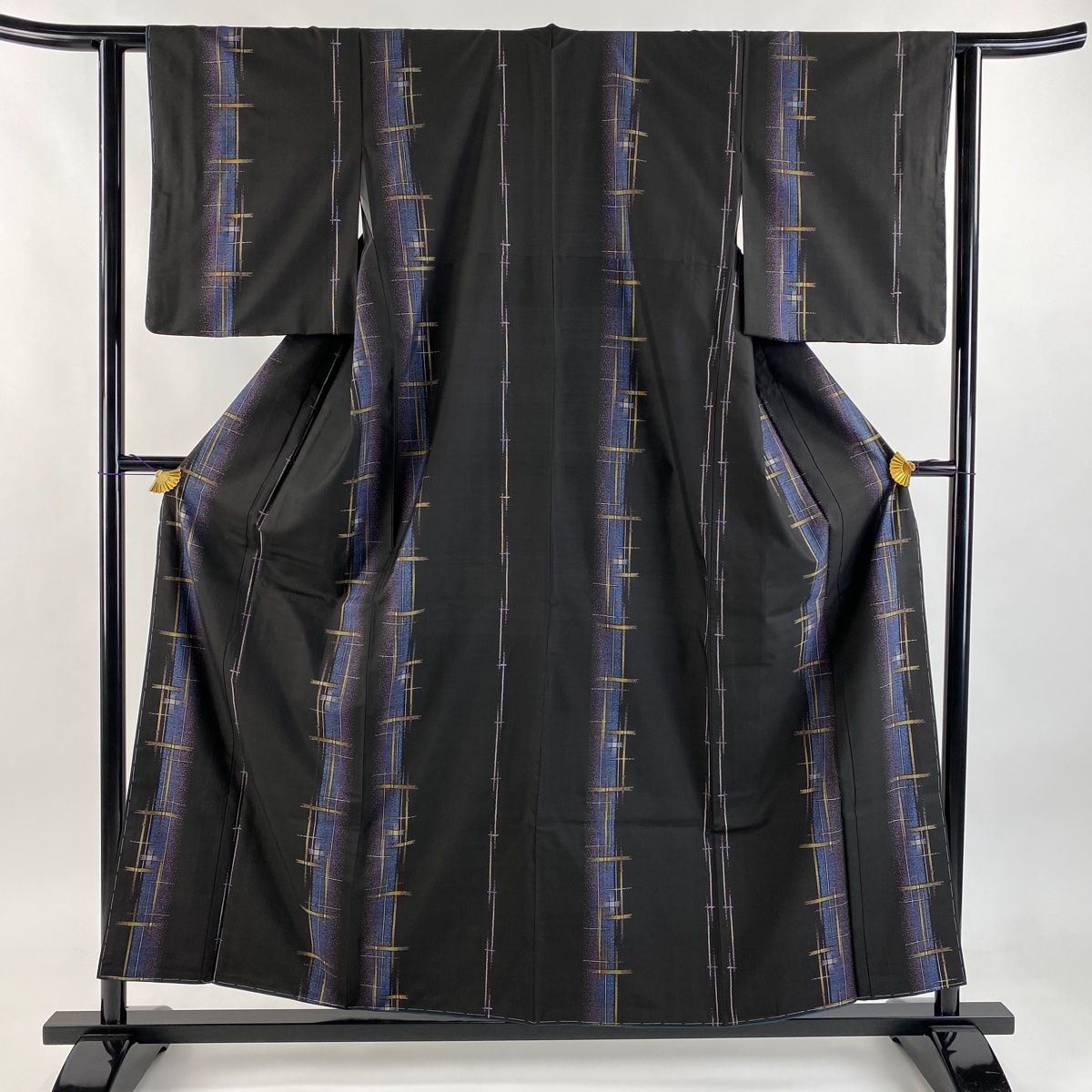 大島紬 身丈157cm 裄丈61.5cm S 袷 純泥染 やまと 証紙 幾何学 茶紫 正絹