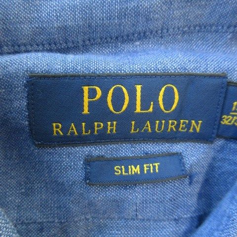 【極美品】ポロラルフローレン リネンシャツ ポニーロゴ 刺繍 長袖 ポロ ラルフローレン POLO RALPH LAUREN 長袖シャツ 麻 リネン