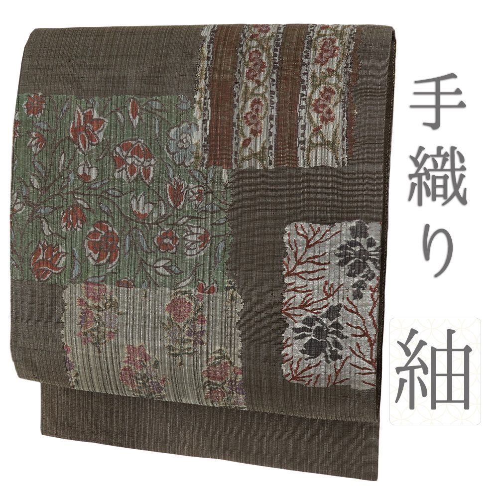 正絹　紬の洒落袋帯　全通 正絹 紬の洒落袋帯 全通 - 着物・浴衣オンライン ショッピング 通販