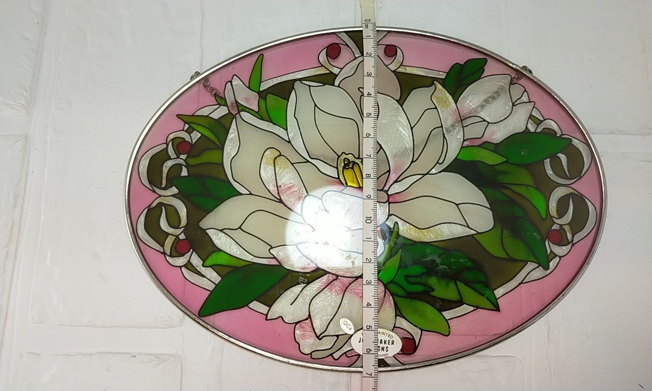 ジョンベーカー*ハンドペイント ステンドグラス調アートガラスパネル*フラワー ティファニー デザイナー JOAN BAKER DESIGNS ジョンベーカー*ハンド