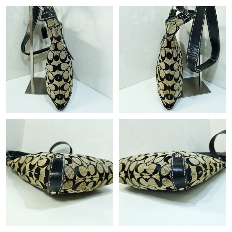 極美品⭐︎COACH コーチ ワンショルダーバッグ 肩掛け シグネチャー ベージュ COACH】コーチ バッグ コーティングキャンバス レザー