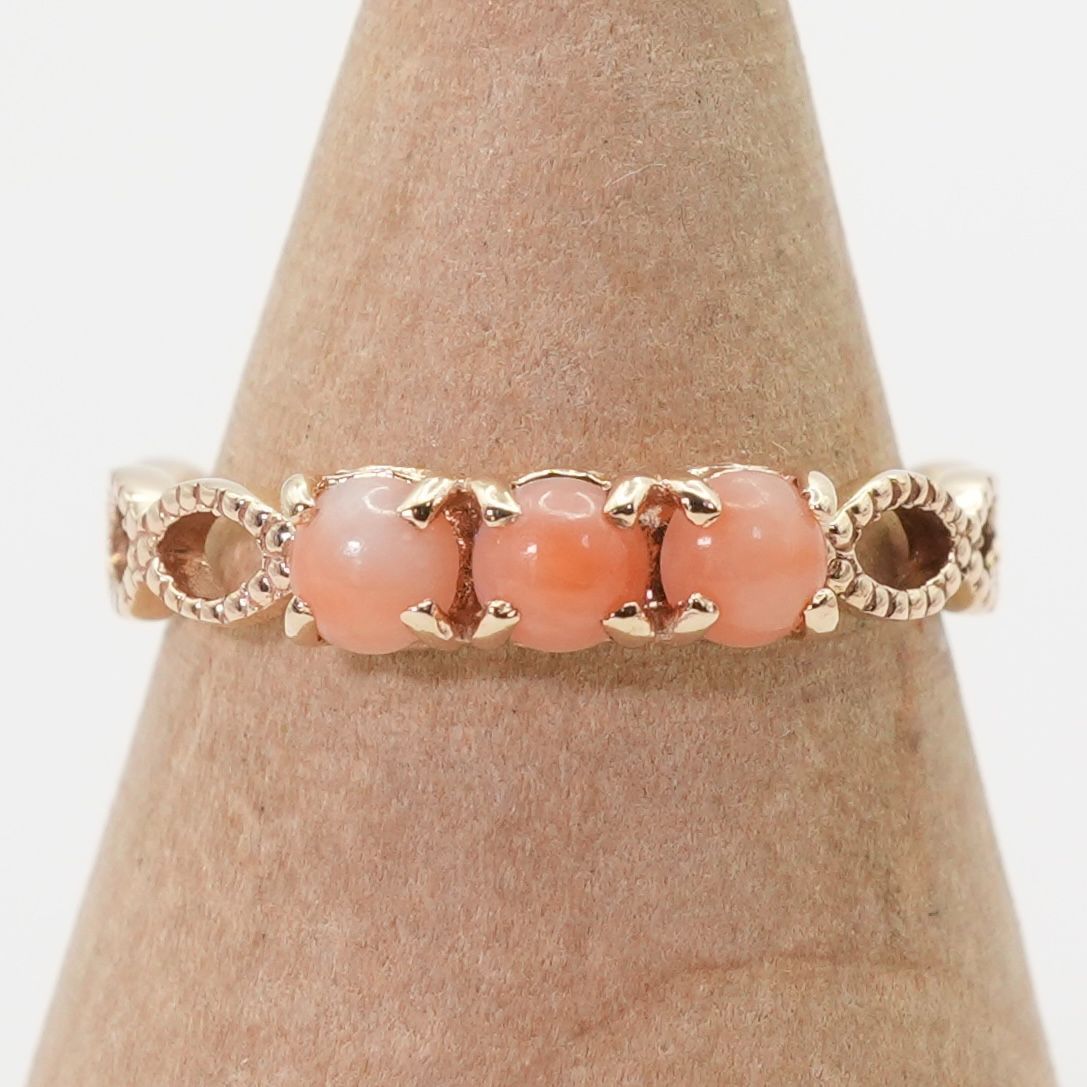 アガット ミル打ち コーラル 透かし リング K10/24-5518S - メルカリ