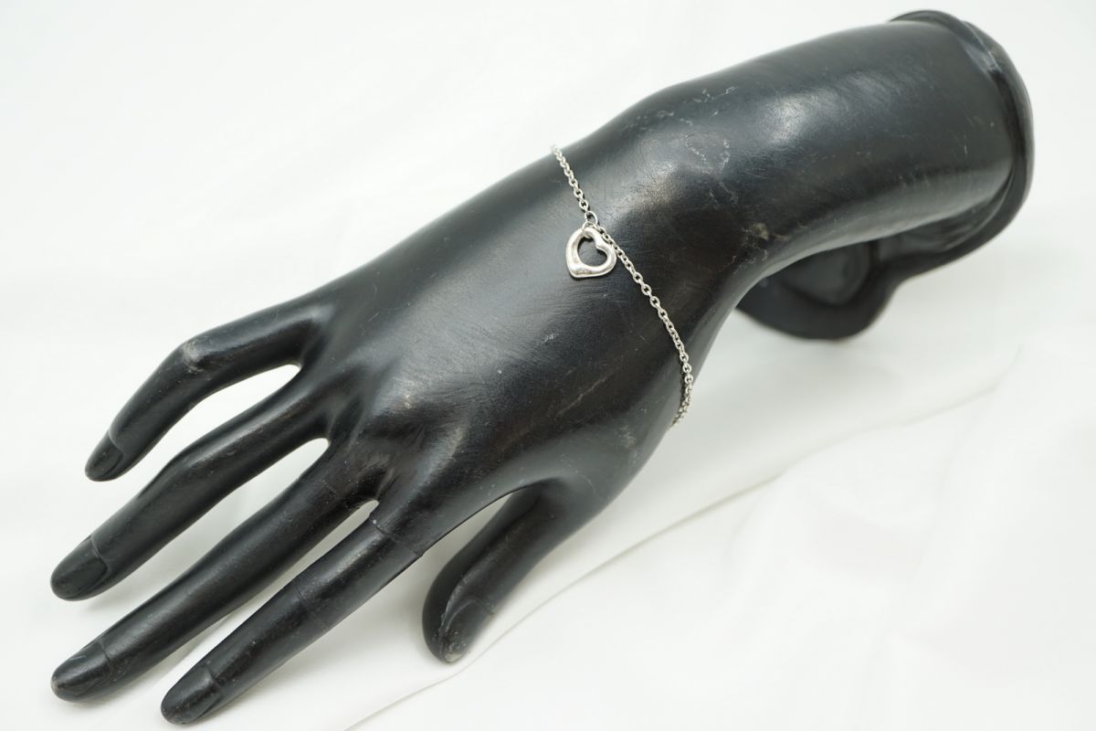 ティファニー オープンハート ブレスレット チェーン SV925 銀 シルバー TIFFANY-Co. 3803j