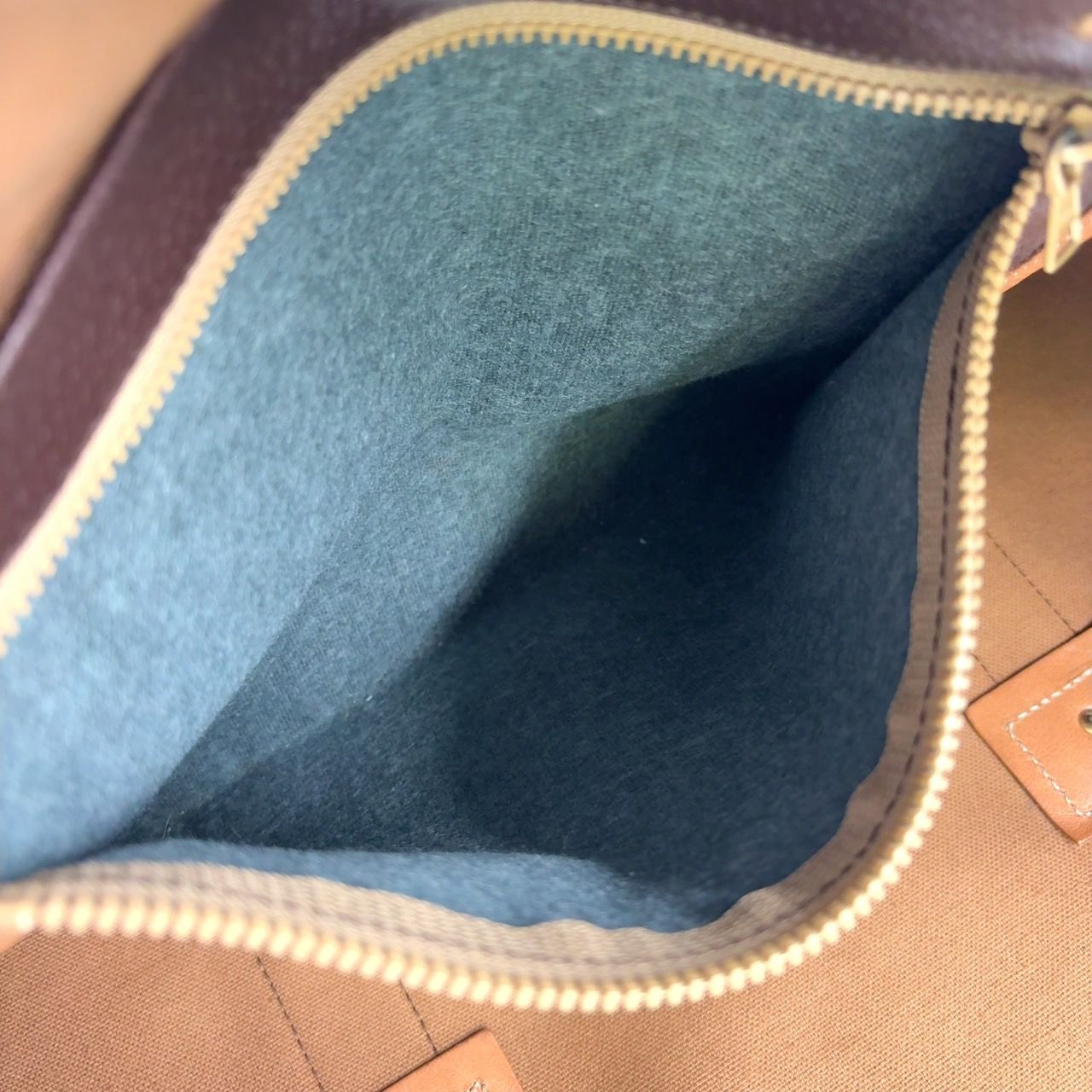 CELINE マカダム柄 レザー×PVC ブラウン ボストンバッグ ゴールド